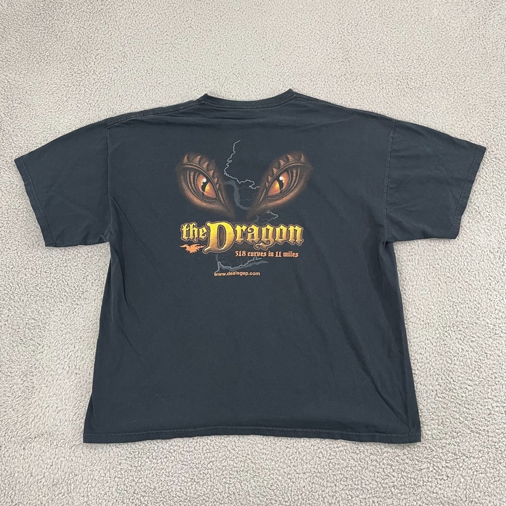 Deal's Gap Motorcycle Resort The Dragon US129 Tee 2XL Black Biker Short Sleeve